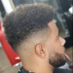 Afro, Short Beard, Skin Fade