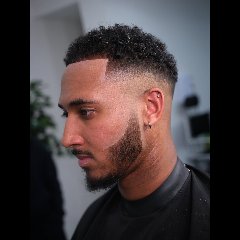 Afro, Short Beard, Skin Fade
